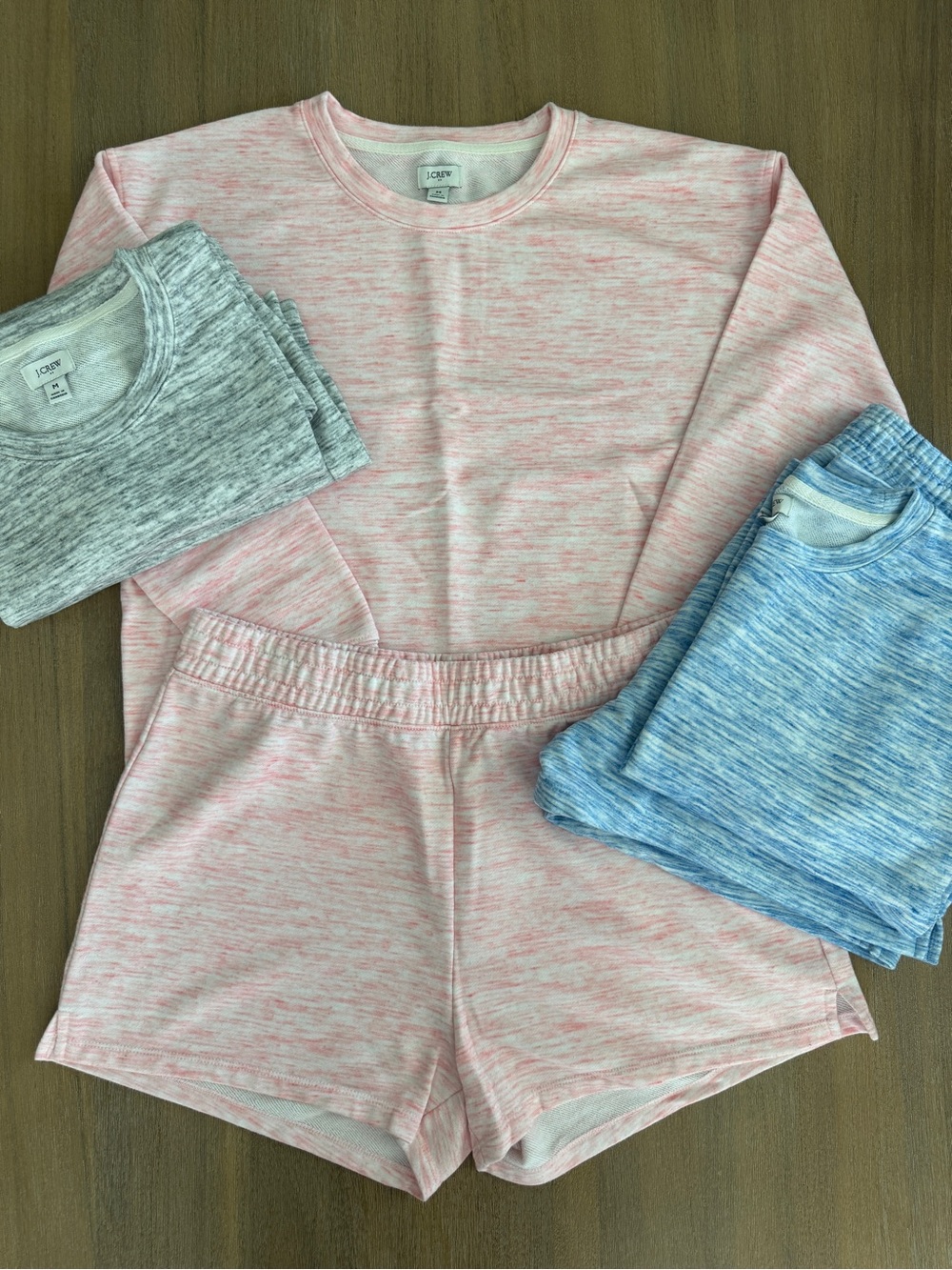 Pink & Blue J.Crew Heathered Crewneck Lounge Sets
